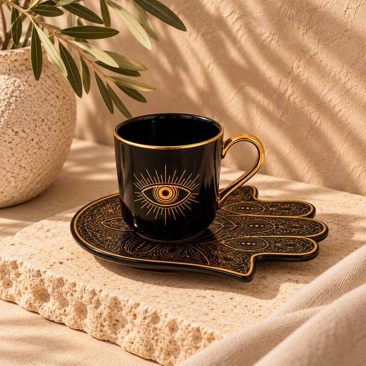 Evil Eye Mug w Hamsa Plate