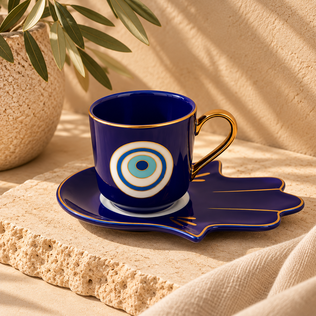 Evil Eye Mug w Hamsa Plate