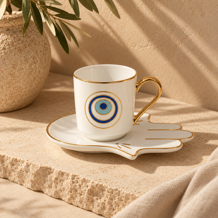 Evil Eye Mug w Hamsa Plate
