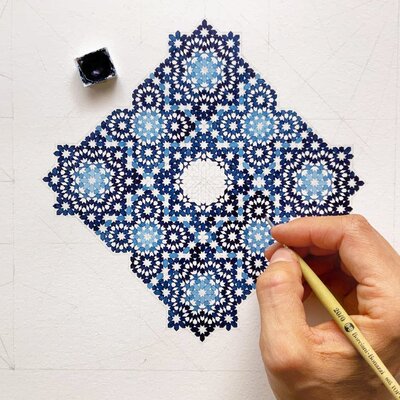 Watercolour Painting: Islamic Geometry